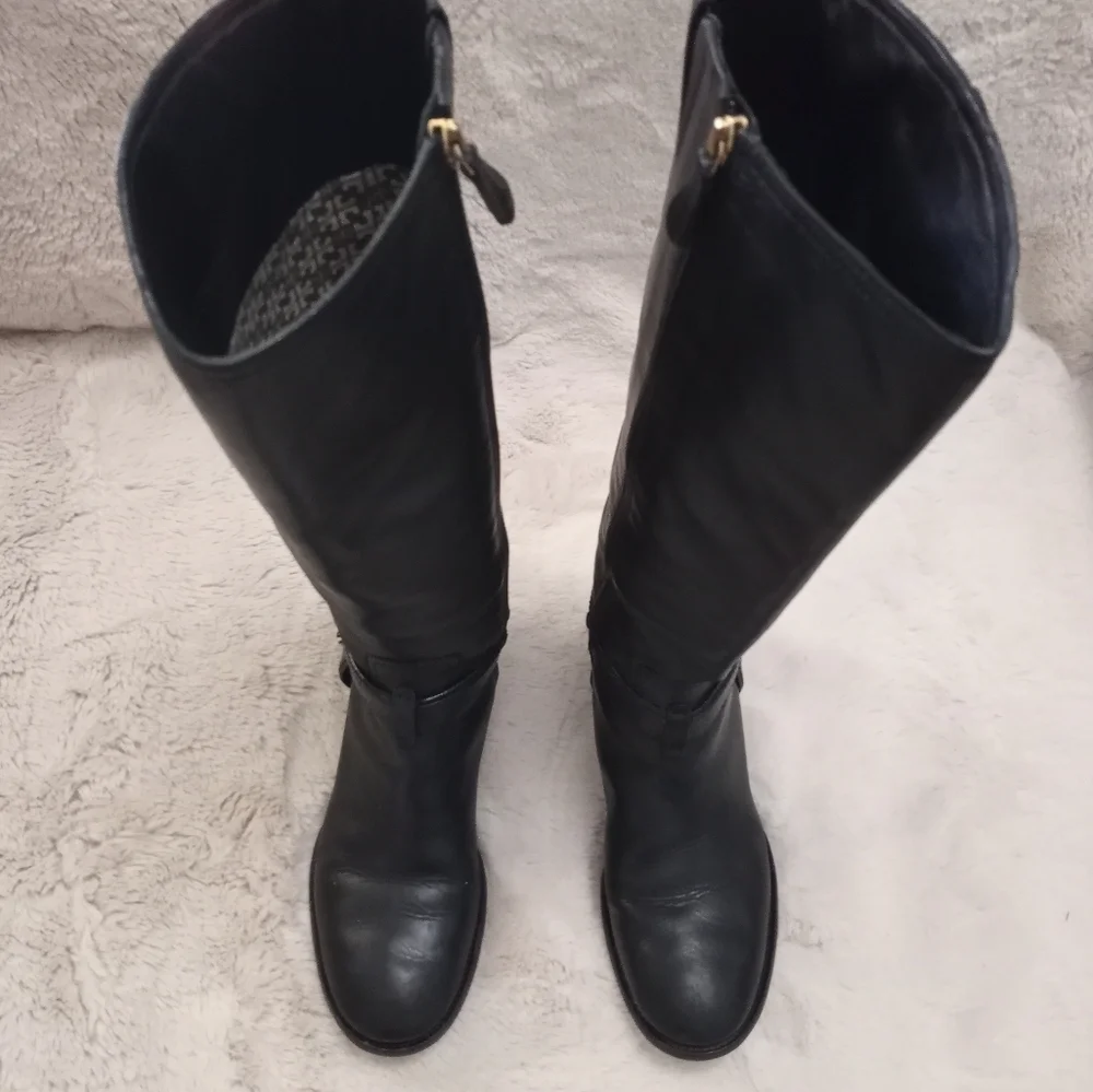 Tory Burch Leather Black Preppy Bristol Equestrian Minimalist CBK Classic Boot 8